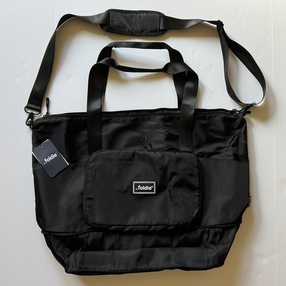 THE FOLDIE Travel Tote Bag Black NEW Original Package & Tag EXPANDABLE 40L Nylon - Picture 13 of 16